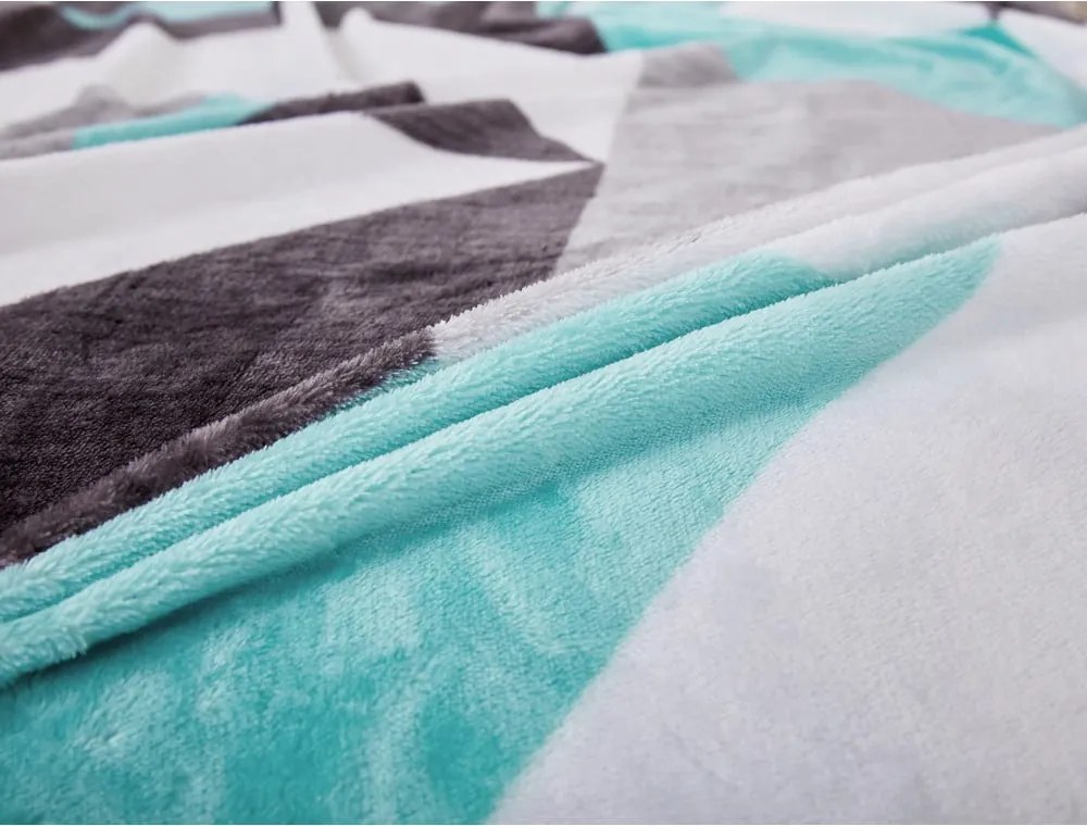 Biancheria da letto grigia/turchese in micropile per letto singolo 140x200 cm Abstract – My House