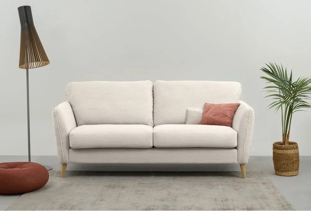 Divano in velluto a coste bianco 170 cm Paris - Scandic