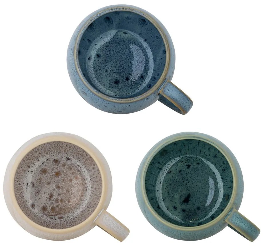 Tazze in set blu e color crema in gres 3 pz 420 ml Harriet – Bloomingville