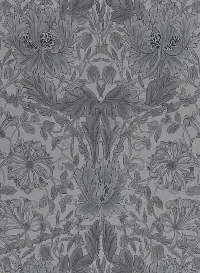 Morris & Co Carta da parati Pure Honeysuckle & Tulip - Black Ink
