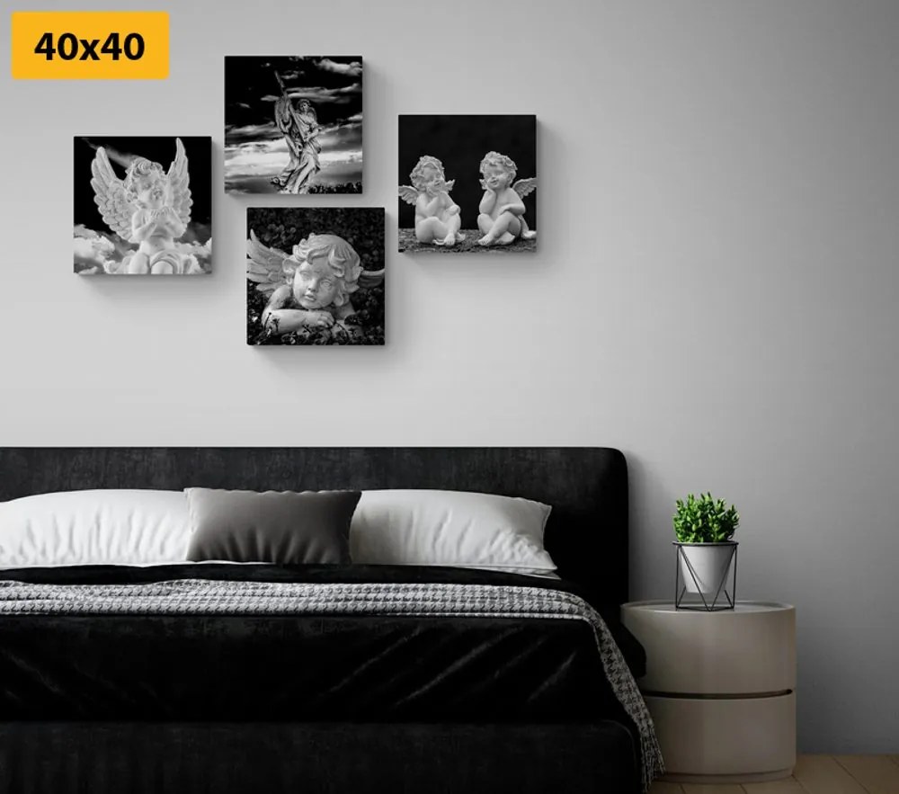 Set di quadri – Angioletti in bianco e nero