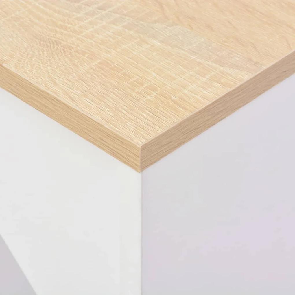 Tavolo da Bar con Scaffale Mobile Bianco 138x39x110 cm