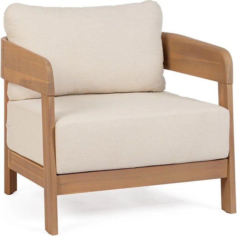 Poltrona da esterno di colore naturale in legno massiccio Pablo – Bizzotto