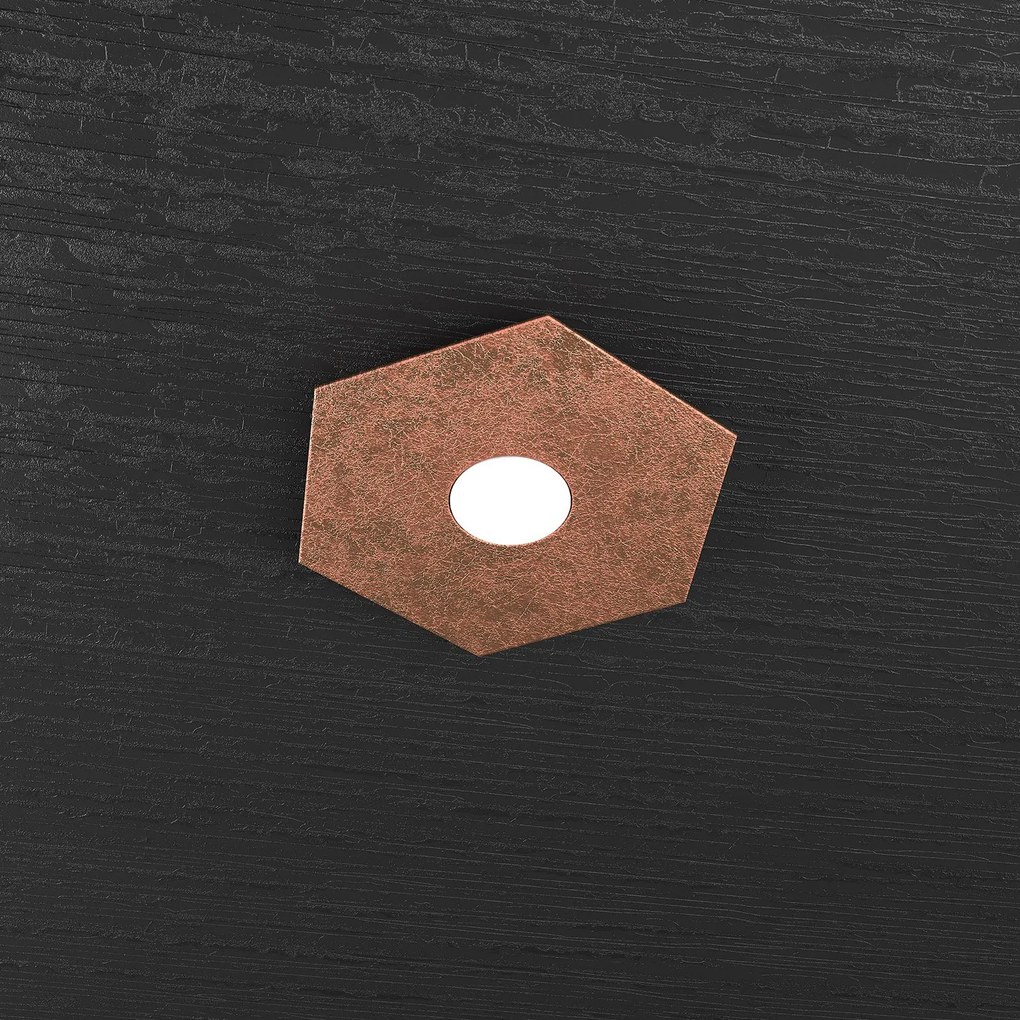 Plafoniera Industrial-Minimal Hexagon Metallo Foglia Rame 1 Luce Led 12W