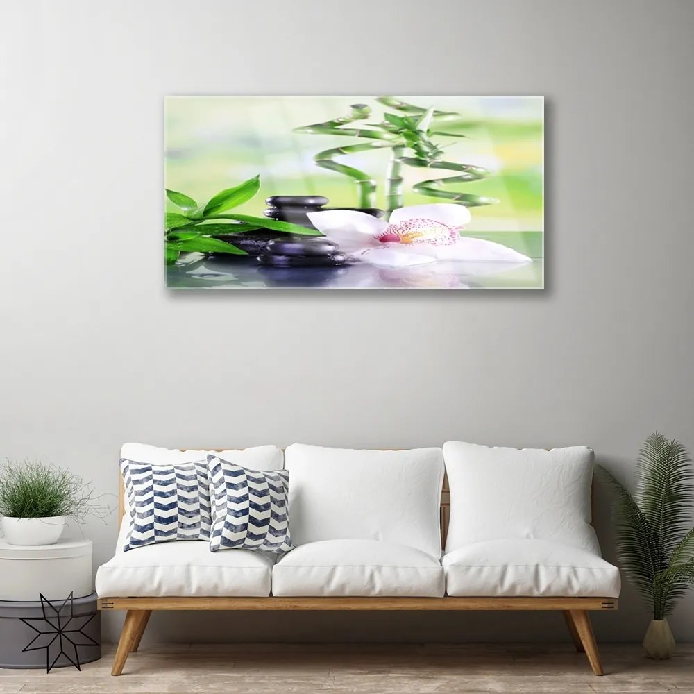 Quadro acrilico Orchidea Bamboo Zen Spa 100x50 cm