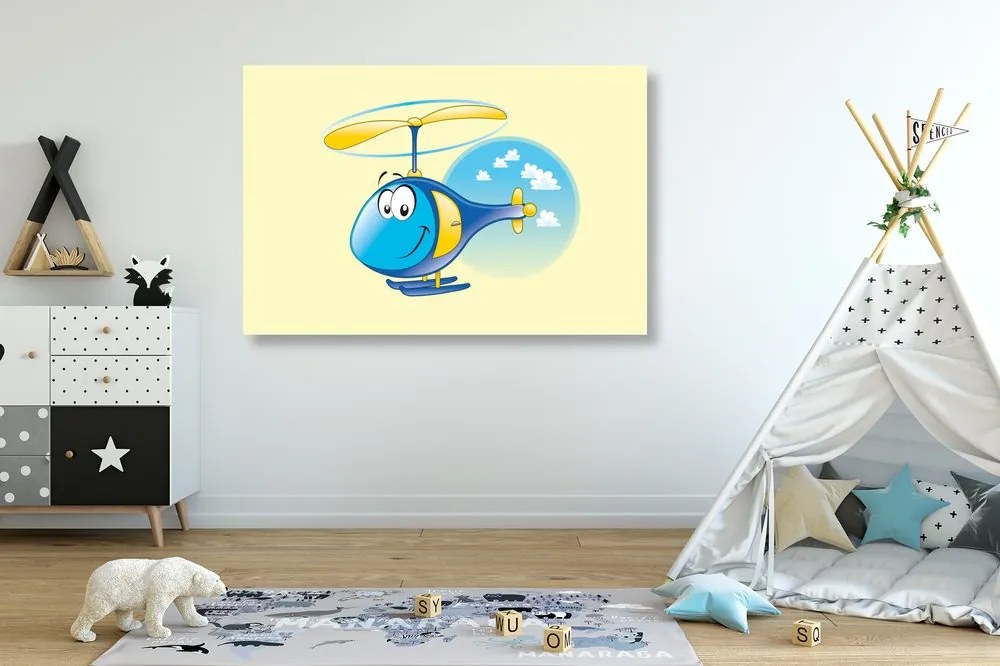 Quadro su tela – Elicottero tra le nuvole