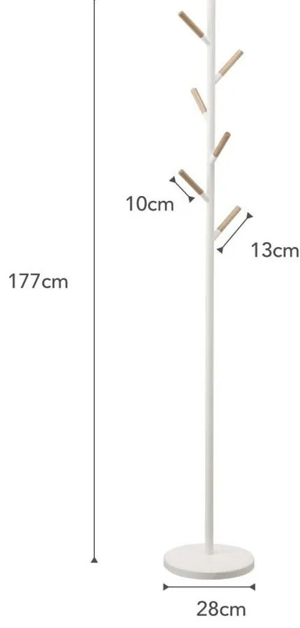 Appendiabiti a pavimento bianco con dettagli in faggio Appendiabiti a palo Plain - YAMAZAKI