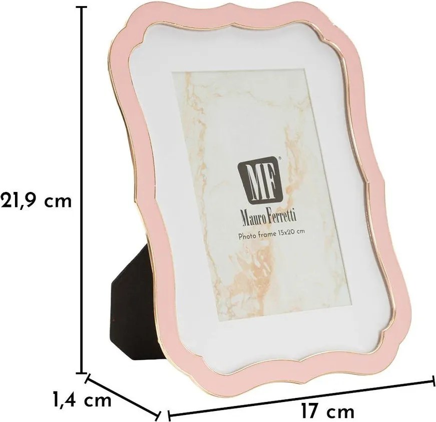 Cornice rosa chiaro in metallo/in vetro verticale con sostegno 17x22 cm Margot – Mauro Ferretti