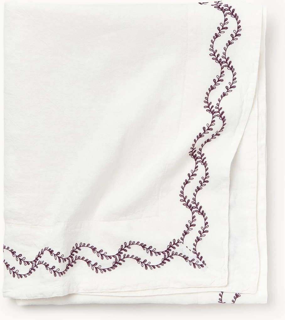 Tovaglia in lino lavato con ricamo fatto a mano Ivy