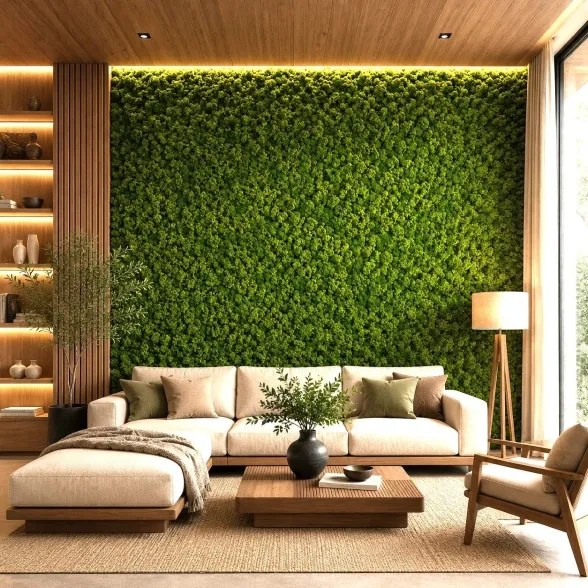 Pannello decorativo fonoassorbente acustico Set 2 pz 60x60 cm effetto muschio sintetico erba artificiale