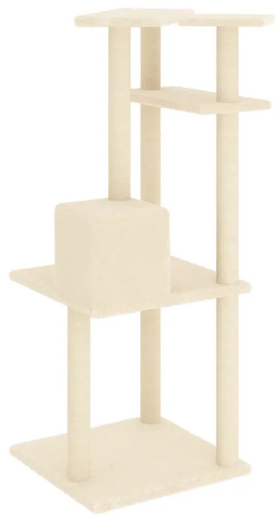 Albero per gatti con tiragraffi in sisal crema 123 cm