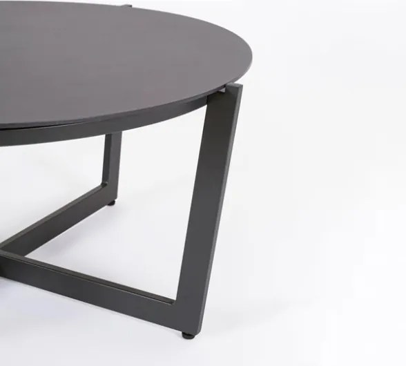 Salotto Da Esterno In Alluminio Con Divano 2 Poltrone E Tavolino Tondo Sirenus Antracite Bizzotto