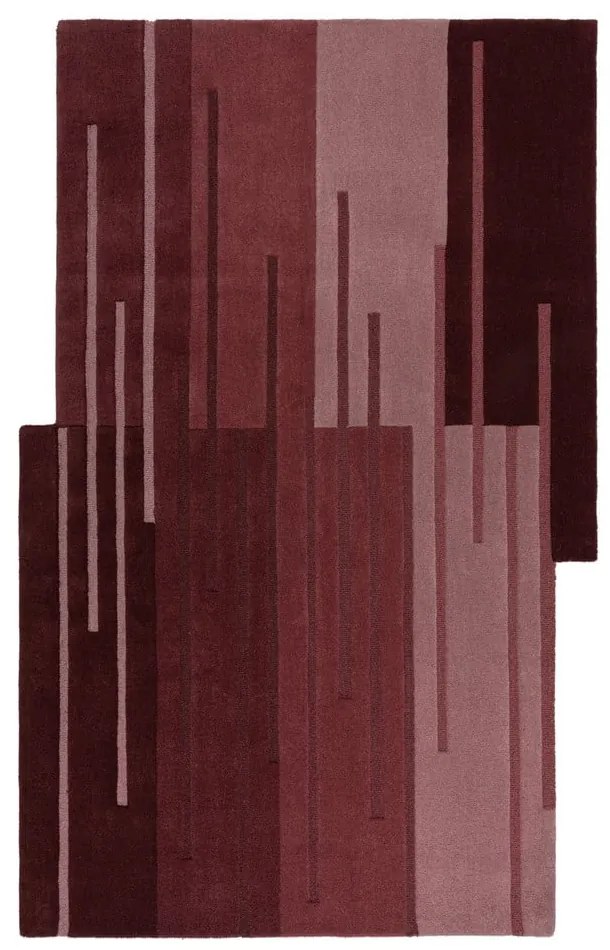 Tappeto in lana bordeaux tessuto a mano 120x180 cm Split Ombre Shaped - Flair Rugs