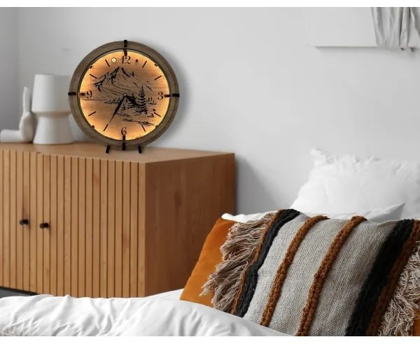 Li-Go 23697/DUB/BAT2 - Orologio LED dimmerabile con sensore, LED/1xAA, Ø 32 cm, rovere