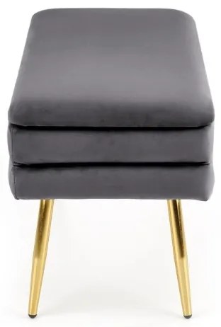 Panca trapuntata con contenitore VELVA 37x78 cm grigio/oro