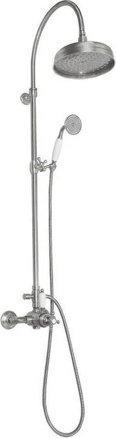 Set per doccia in ottone in argento opaco con rubinetto termostatico, soffione doccia e doccetta 142 cm Antea – Sapho