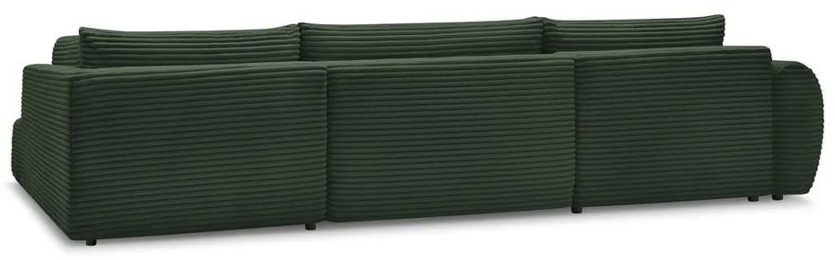 Divano angolare verde scuro allungabile/con contenitore (con penisola a destra/a U) con rivestimento in velluto a coste Lucien – Bobochic Paris