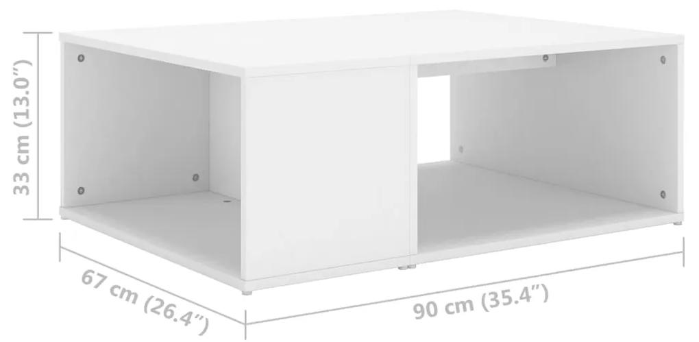 Tavolino da Salotto Bianco 90x67x33 cm in Legno Multistrato