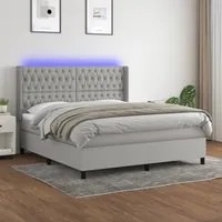 Letto a Molle Materasso e LED Grigio Chiaro 180x200 cm Tessuto 3138573