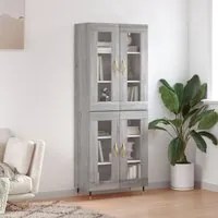 Credenza Grigio Sonoma 69,5x34x180 cm in Legno Multistrato 3198263