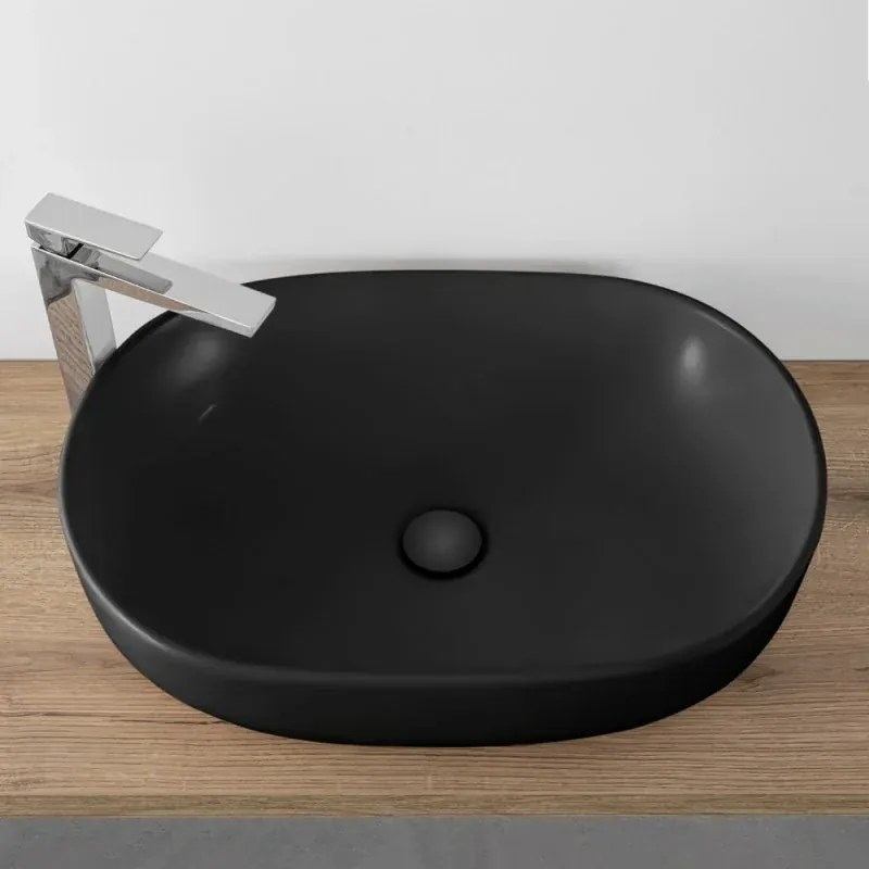 Lavabo da appoggio ovale 60x41 cm nero opaco Tokyo