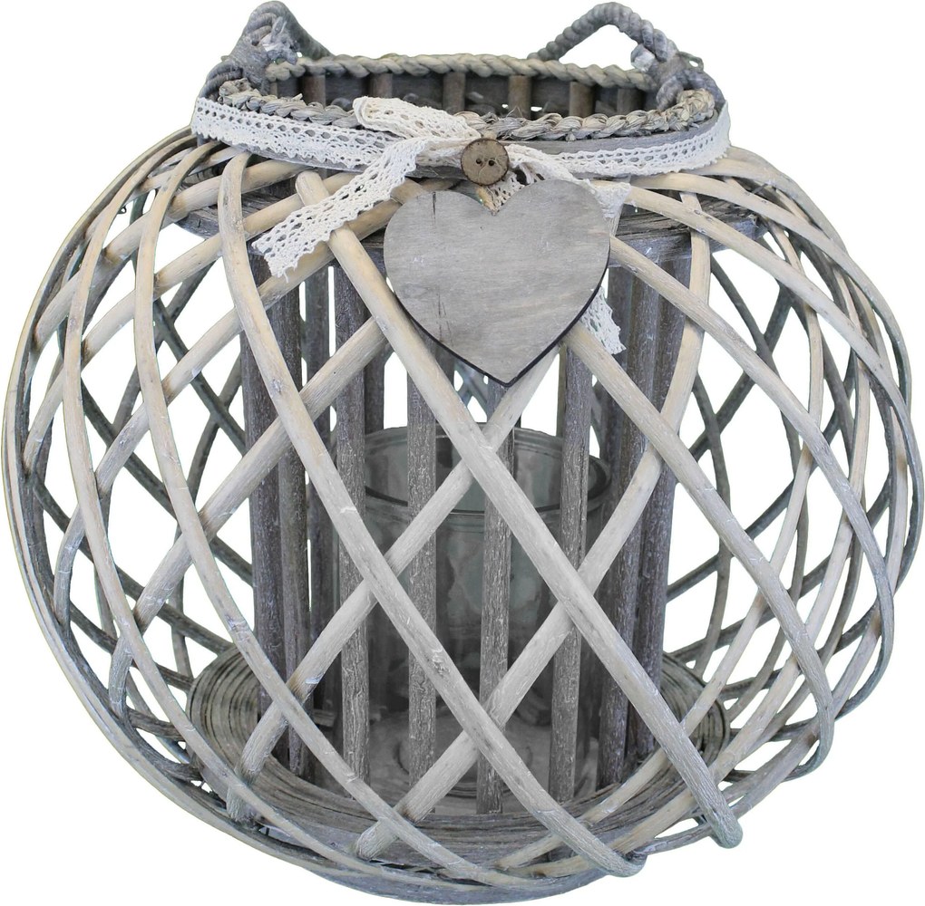 GISELE - lanterna in vimini tondo 20 x 36 cm