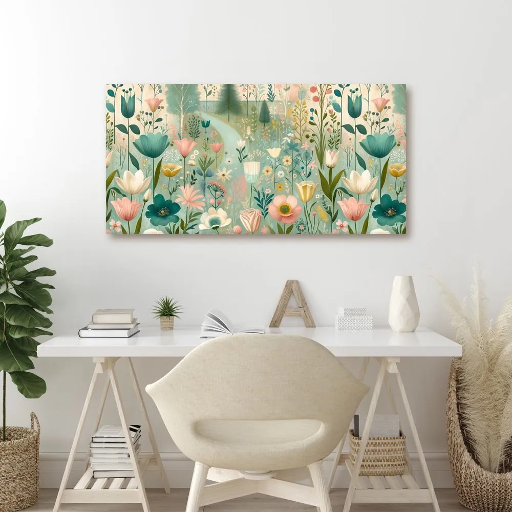 Quadro su tela – Fiori primaverili sul sentiero del bosco