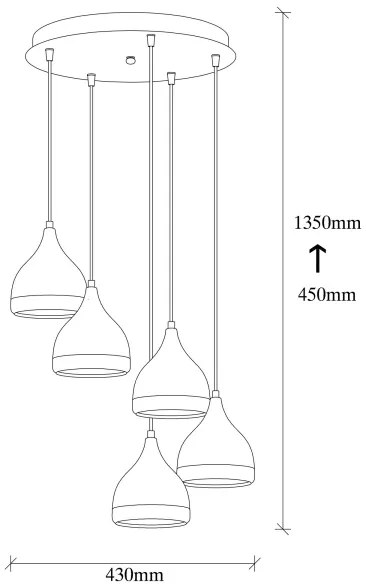 Lampadario su filo YILDO 5xE27/40W/230V