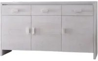 Madia credenza 3 ante shabby bianco in legno massello di abete 178x55x105