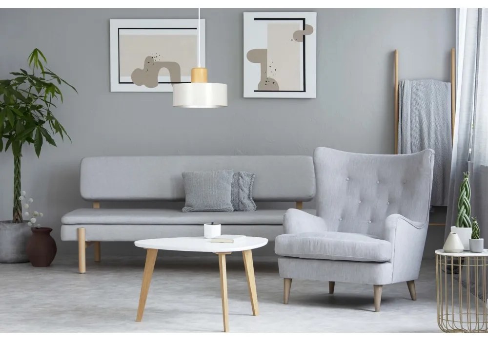 Lampadario a Sospensione in Acciaio e Legno TORIN 1 Nero/Bianco E27 Colore del corpo Bianco