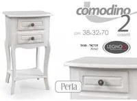 Comodino con ripiano e due cassetti bianco cm 38 x 31 x 70 h