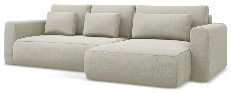 Divano angolare beige allungabile/con contenitore (con penisola a destra/con chaise lounge) Kapua – Makamii