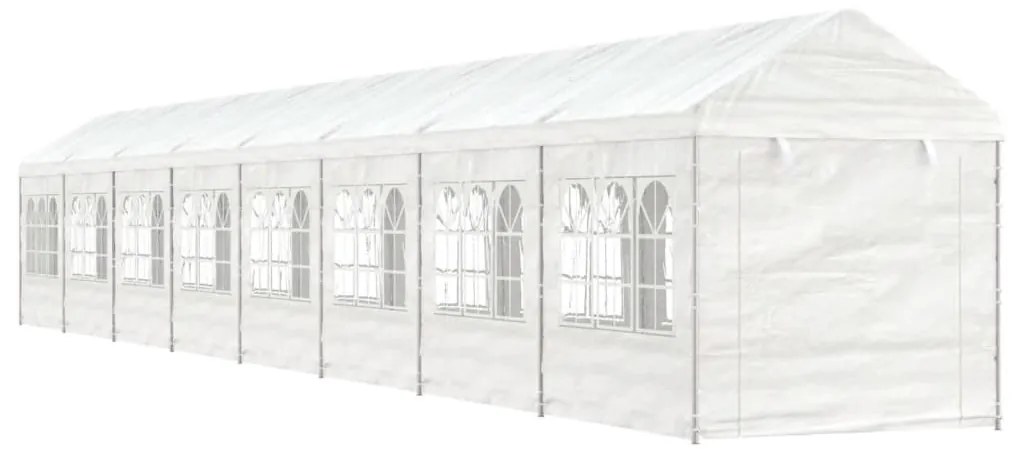 Gazebo Con Tetto Bianco 17,84x2,28x2,69 M İn Polietilene /