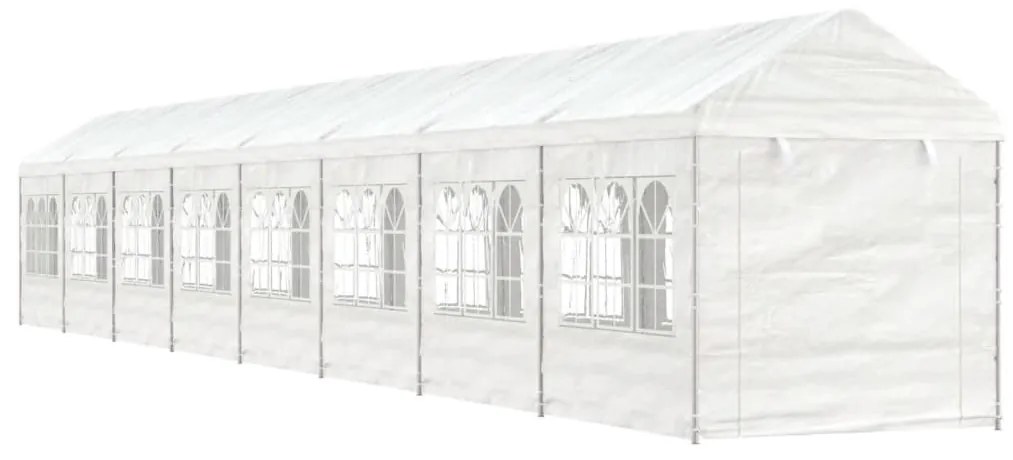 Gazebo con Tetto Bianco 17,84x2,28x2,69 m in Polietilene