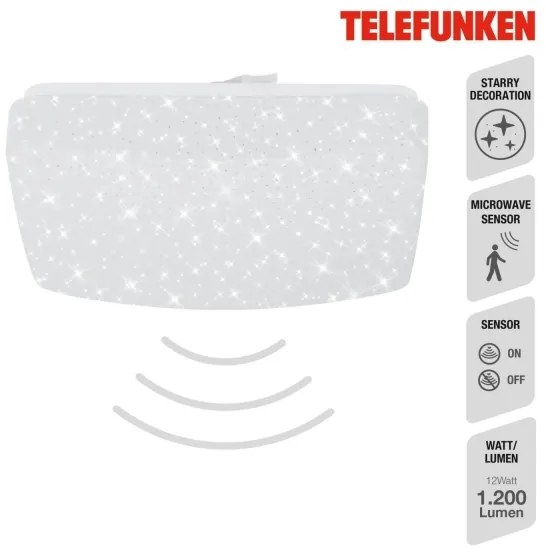 Telefunken 601906TF - Plafoniera LED con sensore LED/12W/230V 4000K