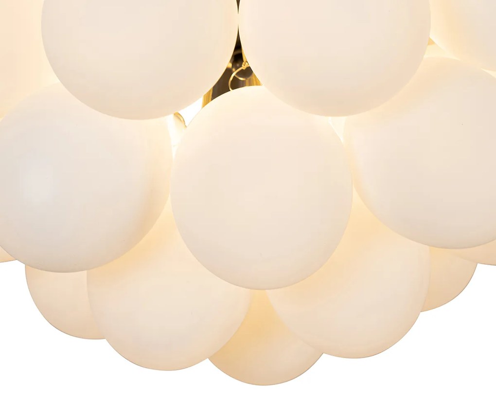 Plafoniera Art Déco nera con vetro opale 6 luci - Uvas