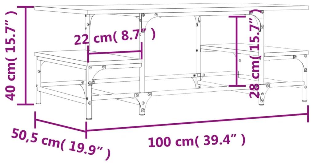Tavolino da Salotto Nero 100x50,5x40 cm in Legno Multistrato