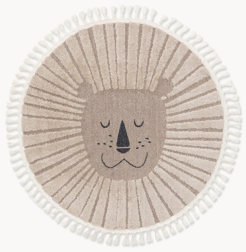 Tappeto rotondo per bambini con nappe e motivo in rilievo Momo