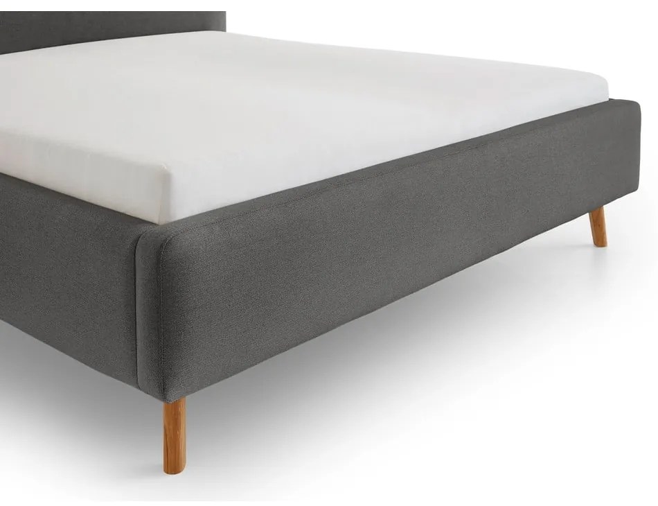 Letto matrimoniale imbottito grigio scuro con contenitore con rete inclusa 160x200 cm Mattis – Meise Möbel