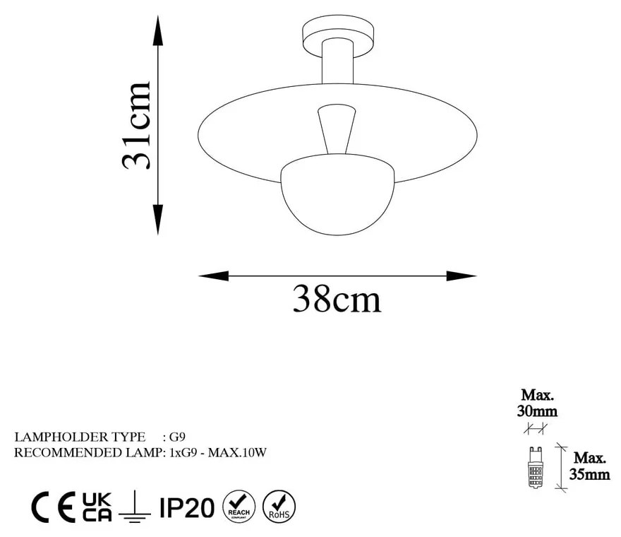 Lampadario color rame con paralume in metallo ø 38 cm Kurt – Opviq lights