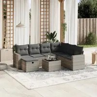 Set Divano da Giardino 8pz con Cuscini Grigio Chiaro Polyrattan 3263538