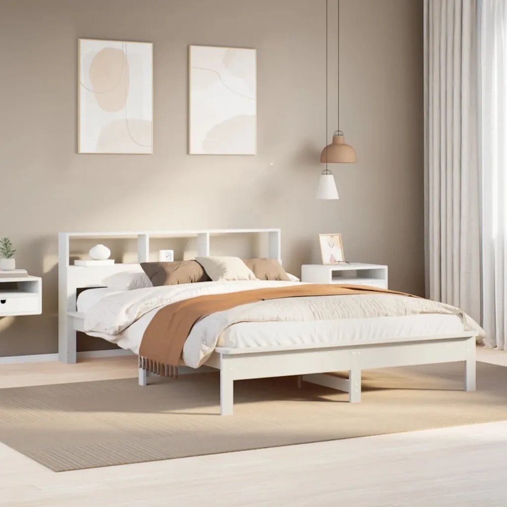 Letto libreria senza materasso bianco 120x200 cm legno di pino