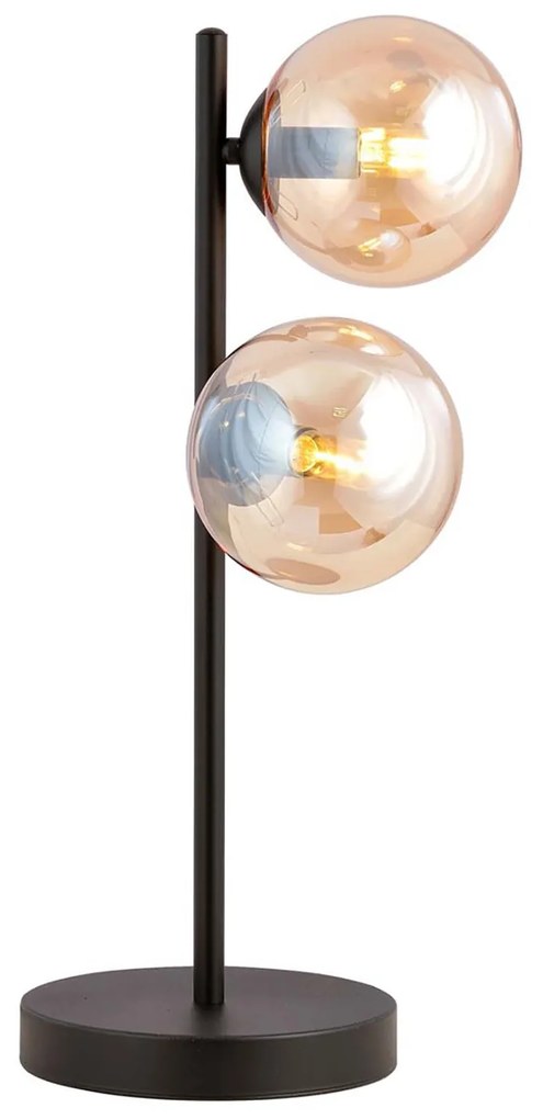 Lampade Da Scrivania Minimal Durga Acciaio Nero Ambra 2 Luci E14 Ip20