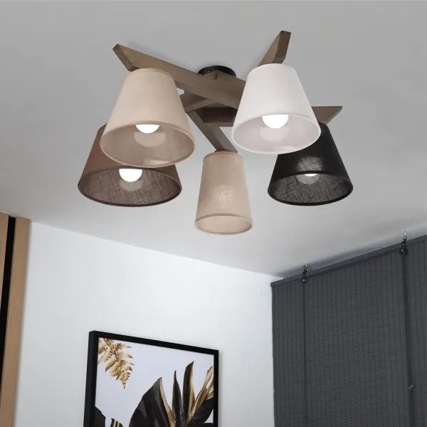 Brilagi - Lampadario LED ANTHONY 5xE14/40W/230V rovere noce