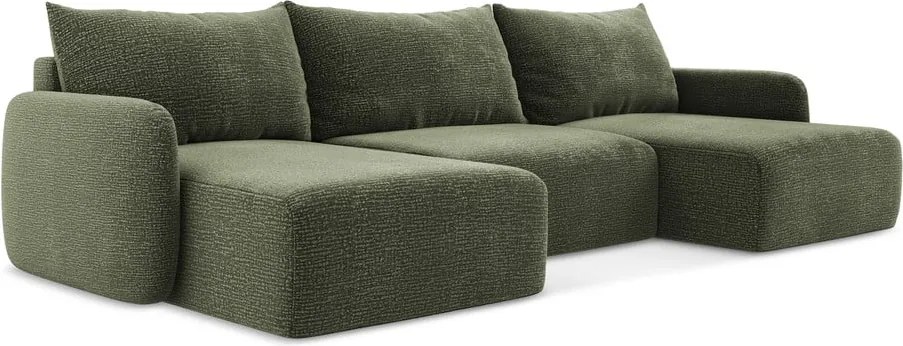 Divano angolare verde allungabile/con contenitore Kalena – Makamii