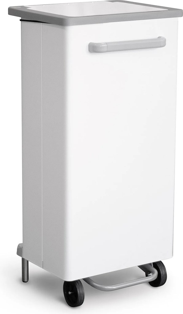 Pattumiera Per Raccolta Differenziata 47x37xh96 cm In Acciaio Verniciato a Pedale Bianco...