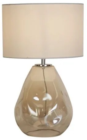 Lampada da tavolo devon 1lt, vetro punzonato champagne con bianco s...