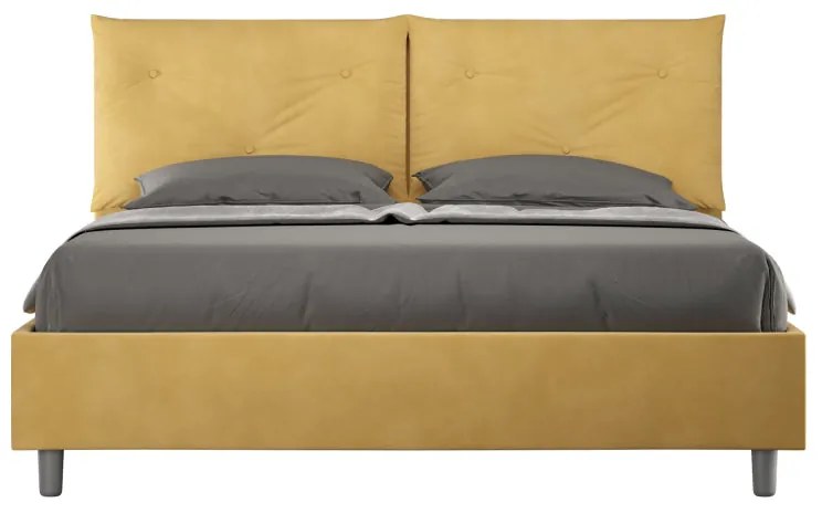 Letto imbottito Matrimoniale 160x210 cm Appia - Senza rete,Microfibra,Ocra