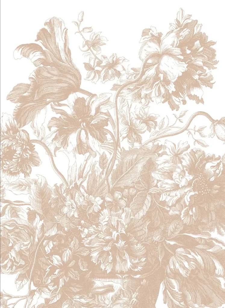 KEK Amsterdam Carta da parati panoramica Engraved Flowers Uyterlinde - Nude 292 cm
