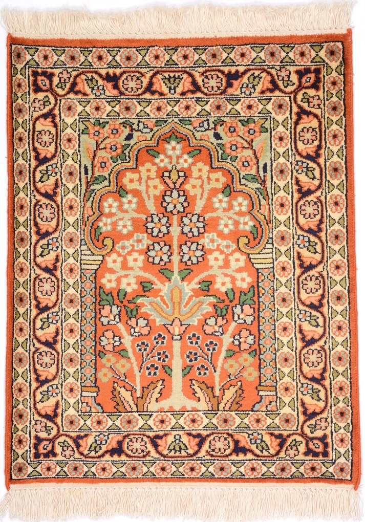 Cashmere Silk Tappeto 50 x 70 Beige (Indian) Annodato A Mano